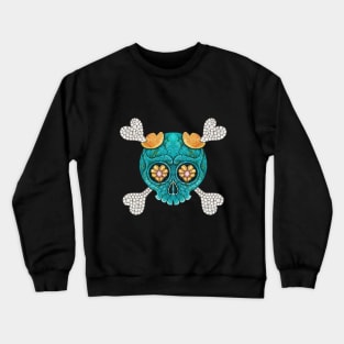 Cute skull and crossbones set with diamond pink sapphire rose gold and turquoise. Crewneck Sweatshirt